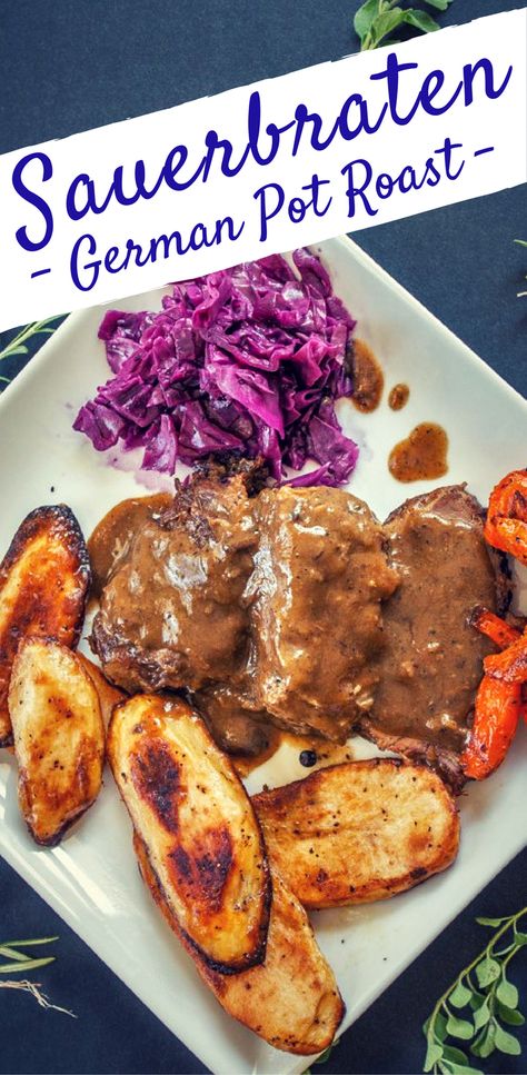 German Pot Roast, German Recipes Dinner, Saurbraten Recipe, German Food Recipes, Sauerbraten Recipe, Oktoberfest Recipes, Easy German Recipes, Polish Foods, Swiss Food