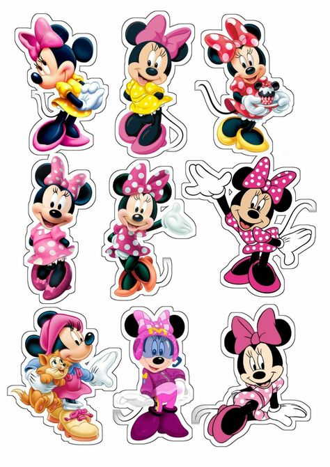 Topper Minnie Mouse Pink, Minnie Mouse Topper, Disney Stickers Printables, Topper Minnie Mouse, Minnie Mouse Printables, Minnie Mouse Clipart, Mickey Mouse Crafts, Minnie Mouse Stickers, Mickey Mouse Stickers