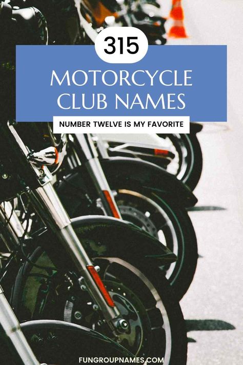 Explore over 315 motorcycle club names categorized for your inspiration. From outlaw classics to adventurous titles, find the perfect fit! How To Make Moonshine, Group Names, Motorcycle Gang, Biker Clubs, Motorcycle Garage, Biker Gang, Modern Names, Motorcycle Club, Motorcycle Types