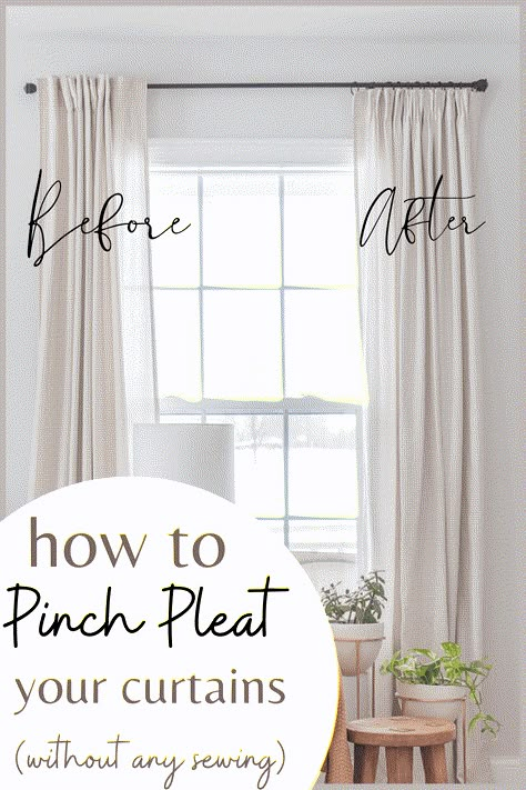 Pinch Pleat Curtains Diy, Window Treatments Living Room, Ikea Curtains, No Sew Curtains, Plain Curtains, Pinch Pleat Curtains, Pleated Curtains, Modern Curtains, Home Curtains