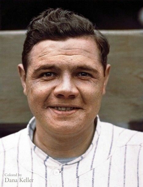 Babe Ruth in color. Colorized History, Colorized Historical Photos, Lou Gehrig, Colorized Photos, New York Yankees Baseball, Walt Whitman, Louis Armstrong, Sports Hero, Babe Ruth