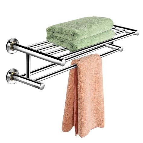 Costway Wall Mounted Towel Rack Bathroom Hotel Rail Holder Storage Shelf Stainless Steel - Walmart.com - Walmart.com Bathroom Shelves For Towels, Mounted Towel Rack, Hand Towel Rack, Bath Towel Storage, Bathroom Towel Storage, Bath Towel Racks, Bathroom Hotel, Bathroom Towel Rails, Wall Mounted Towel Rack