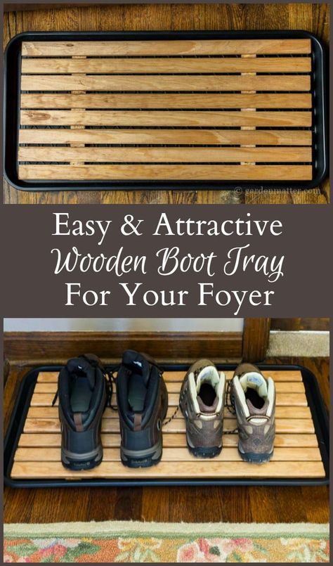 Learn how to make a wooden boot tray that is attractive enough for your foyer. This pretty piece of decor is simple to make, and very useful in the home. Diy Boot Tray, Shoe Tray, Boot Tray, Diy Shoe Rack, Up House, Diy Shoes, Decor Project, Home Renovation, Wood Diy