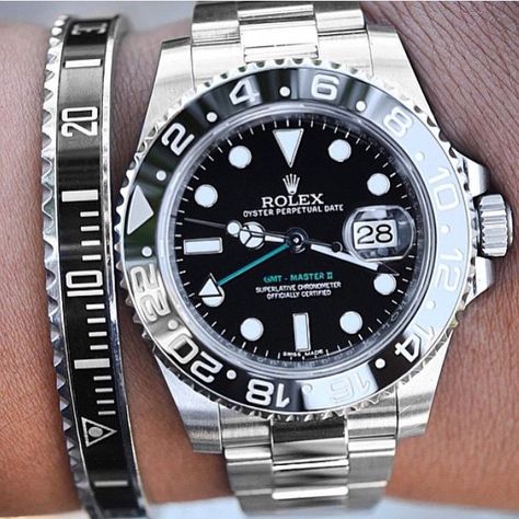 Stainless Steel Rolex, Rolex Oyster Perpetual Date, Rolex Gmt Master Ii, Rolex Watches For Men, Dream Watches, Men Bracelet, Rolex Watch, Rolex Oyster Perpetual, Black Bracelets