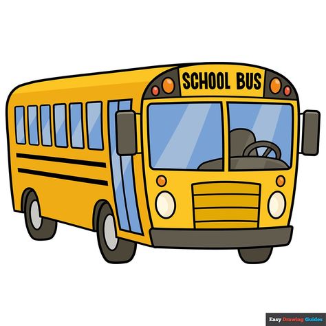 Learn to draw a Cartoon School Bus. This step-by-step tutorial makes it easy. Kids and beginners alike can now draw a great looking Cartoon School Bus. https://easydrawingguides.com/how-to-draw-a-cartoon-school-bus/ Cute Bus Drawing, Bus Drawing Easy, School Bus Cartoon, Taxi Drawing, Robot Crafts, School Bus Pictures, Cartoon School Bus, School Bus Drawing, Bus Drawing