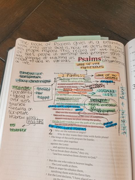 Psalms 1 Study!! Psalms Bible Study Notes, Psalm Bible Study, Psalm Study, Psalms Bible Study, Bible Annotations, Christian Notes, Christian Journal Prompts, Bible Highlighting, Bible Board