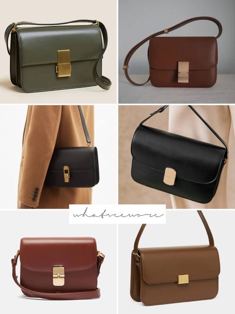 The Best Celine Classic Box Bag Dupes - whatveewore The Curated Bag, Classic Handbags Designer, Celine Classic Box Bag Outfit, Structured Crossbody Bag, Classic Box Bag, Minimalist Black Crossbody Bag, Classic Bags Timeless, Celine Box Bag Outfit, Minimal Handbag