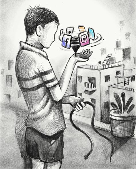 Shift in playing field on Behance Digital India Drawing, Digital India Posters, Social Media Poster Drawing, Field Games, Playground Kids, India Poster, Social Media Drawings, Human Figure Sketches, Social Media Art