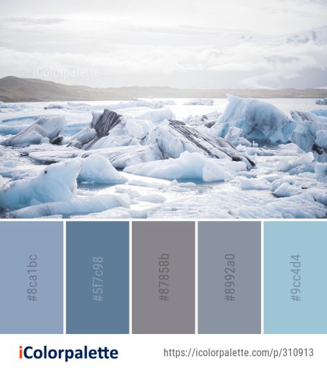 Color Palette Ideas from Arctic Ocean Iceberg Image Ski Lodge Color Palette, Arctic Color Palette, Iceland Color Palette, Ice Color Palette, Arctic Aesthetic, Best Color Palettes, Popular Color Palettes, Ocean Color Palette, Color Palette Ideas