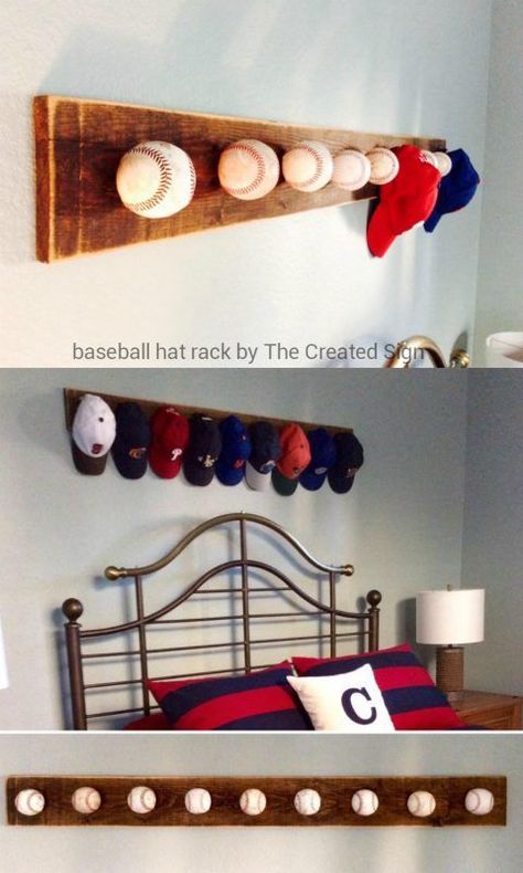 Baseball Project, Baseball Hat Racks, Baseball Bedroom, Sport Bedroom, Baseball Room, Baseball Decor, Sports Room, Hat Rack, Boy Bedroom