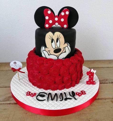 Minnie Mouse Cupcake Cake, Minnie Mouse Cake Decorations, Minnie Mouse Cake Design, Bolo Motocross, Minnie Mouse Cake Topper, Mouse Birthday Cake, Mickey Mouse Birthday Cake, Minnie Mouse Birthday Party Decorations, Minnie Mouse Birthday Cakes