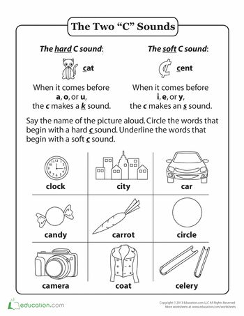 Worksheets: Hard and Soft "C" Words Letter Sound Worksheets, C Worksheet, C Words, Phonics Alphabet, Reading Readiness, Words Worksheet, Sequencing Worksheets, Phonics Books, Soft G