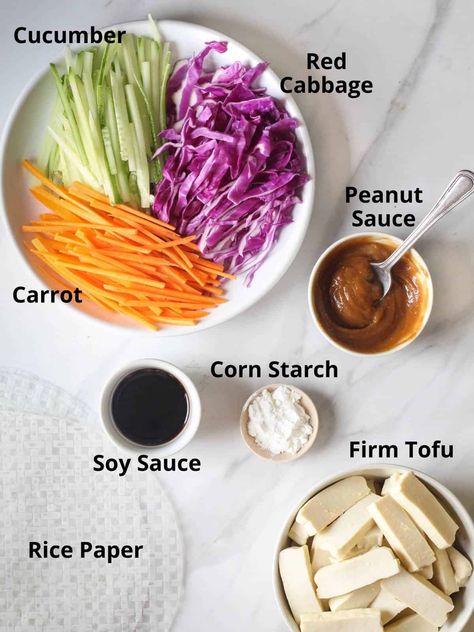 Spring Roll With Rice, Vegan Rice Paper Rolls Recipe, Tofu Rolls Rice Paper, Vegan Rice Rolls, Rice Paper Veggie Rolls, Rice Paper Lettuce Wraps, Veggie Wraps Rice Paper, Pan Fried Rice Paper Rolls, Tofu Spring Rolls With Peanut Sauce