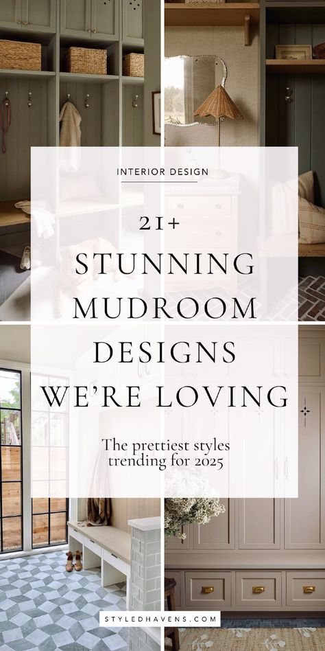 On the hunt for pretty mudroom ideas? These beautiful, modern mudroom design ideas are all totally timeless yet still very stylish and current. From mudroom cabinets to mud room bench ideas and beyond - *these* are the must-see mud room ideas that will truly elevate your home entryway! SAVE to your mudroom entryway board for later! Small Mudroom Design Ideas, Mudroom Cabinet Design, Farmhouse Mud Rooms, Mud Room Entry Farmhouse, Mud Room Inspiration, Mudrooms And Entryways, Mudroom Must Haves, Mud Room Shoes Storage Ideas, Foyers Ideas Entryway