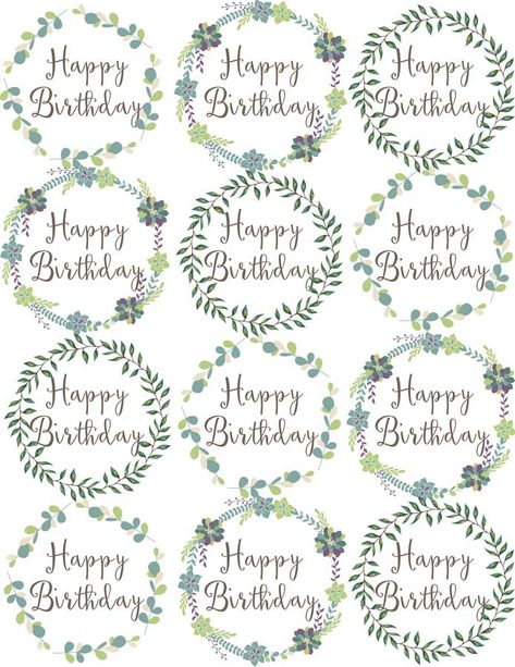 Woodland Flowers Cupcake Toppers are easy cake decorations for birthday parties. Free printables cupcake ideas for girls parties or a woodland party theme. Printable Toppers For Cake, Birthday Cupcake Toppers Printable Free, Birthday Labels Printables Free, Birthday Topper Printable Free, Happy Birthday Topper Printable Free, Printable Cupcake Toppers Birthday, Happy Birthday Cupcake Topper, Printable Cake Toppers, Happy Birthday Stickers