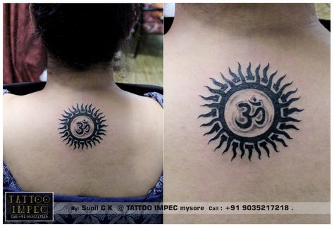 Hare Krishna Mantra Tattoo, Sun With Om Tattoo, Krishna Mantra Tattoo, Tattoo Sun, Trishul Tattoo Designs, Small Phoenix Tattoos, Hare Krishna Mantra, Mahadev Tattoo, Om Tattoo Design