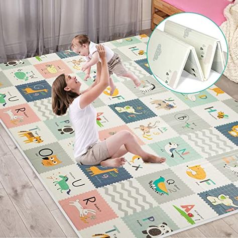 Amazon.com : FLAGAV Baby Play Mat, Extra Large Folding Baby Crawling Mat, Waterproof Reversible Playmat Foam Non Toxic Anti-Slip Portable Kids Play Mat for Infant, Toddler(with Travel Bag) : Baby Baby Crawling Mat, Baby Floor Mat, Foam Mat Flooring, Foam Flooring, Baby Mat, Crawling Baby, Baby Play Mat, Baby Protection, Rubber Mat