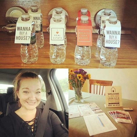 Look at our cute bottle tags and Welcome Sign #4 From @gia_realtor_ny Great open house today!! 10 couples/families checked out my niskayuna home. I have a good feeling we will be getting an offer or two. Possibly picked up a few buyers too!! #niskayuna #newyork Realtor Success, Realtor Swag, Open House Treats, Open House Gift, Pop Bys Real Estate, Business Connections, Sell House, Becoming A Realtor, Cute Bottle