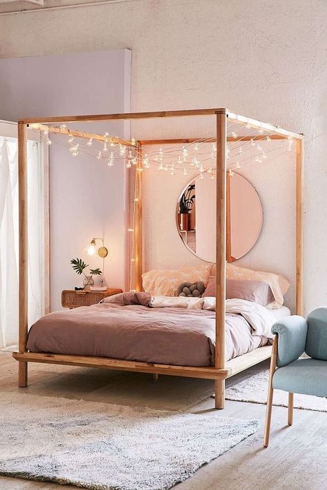 DIY Inspirations: A Canopy Bed • Breakfast With Audrey Wooden Canopy Bed, Beautiful Bed Designs, Wood Canopy Bed, Simple Bed Designs, Canopy Bed Frame, Bed Design Modern, Canopy Bed, Room Decor Bedroom Teenage