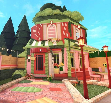 ⤹⋆｡ mia’s Instagram post: “🍓🌿The Berry Bitty Cafe - strawberry shortcake 🍰 I haven’t played bloxburg in soo long so I did this rq #bloxburghouse #bloxburg…” Bloxburg Cafe, Strawberry Shortcake House, Persona Ideas, Bloxburg Cottage, Blocksburg Room Ideas￼, Bloxburg Houses, House Decals, Bloxburg Decals Codes Wallpaper, House Decorating Ideas Apartments