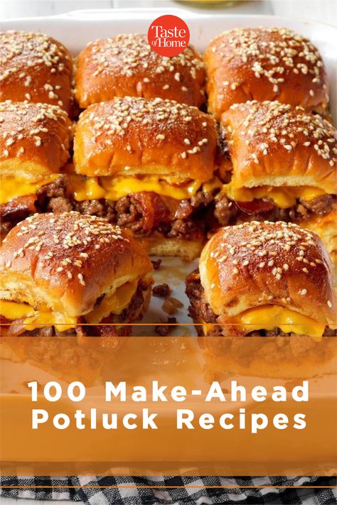 Pot Luck Dishes Easy, Picnic Potluck, Easy Potluck, Cheeseburger Sliders, Summer Potluck, Potluck Dishes, Bacon Cheeseburger, Potluck Recipes, Easy Appetizer Recipes