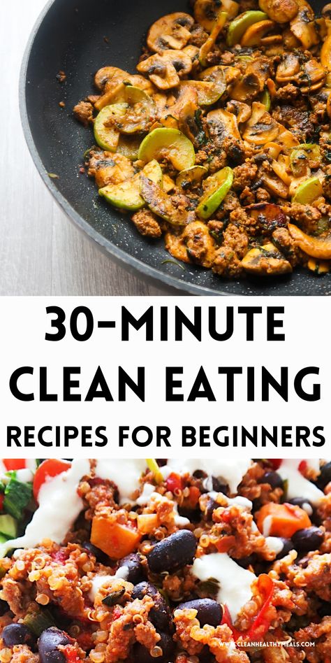 Start eating healthy with these easy clean eating recipes suitable for beginners and more experienced cooks alike! The collection includes healthy lunch and dinner ideas that you can make in 10-30 minutes.