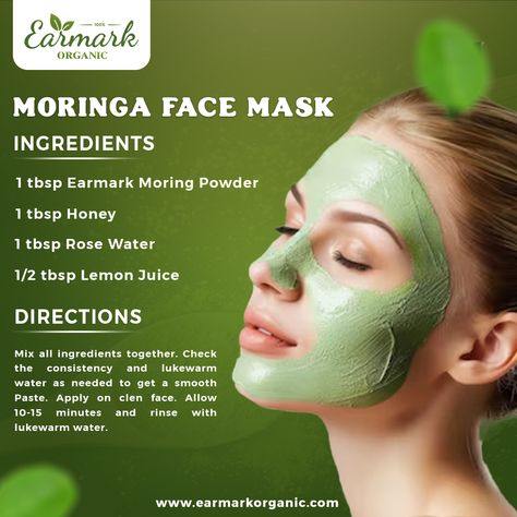 Moringa Face Mask Diy, Moringa Face Mask, Face Mask Ingredients, Moringa Leaf Powder, Natural Beauty Treatments, Moringa Powder, Honey Rose, Food Displays, Catering Food