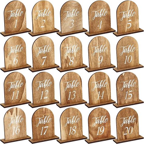 Amazon.com: 20 Pcs Wedding Wooden Table Wedding Table Numbers with Wooden Base Rustic Wedding Centerpieces for Tables Number Wooden Sign for Banquet Restaurant Party Decor (Classic Style) : Home & Kitchen Wooden Table Wedding, Wood Table Numbers Wedding, Gold Votive Candle Holders, Gold Votive Candles, Wood Table Numbers, Table Numbers Wedding Rustic, Centerpieces For Tables, Wooden Table Numbers, Table Markers