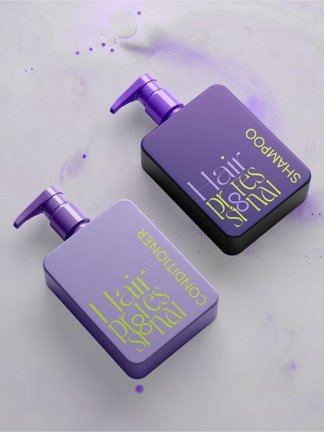 Hair carePurple shampoo and conditioner packaging with font lototype. Conditioner Packaging, Luxury Cosmetic Packaging, Cosmetic Labels Design, Shampoo Packaging, Shampoo Design, Logo Purple, Purple Shampoo And Conditioner, Logo Hair, Skincare Branding