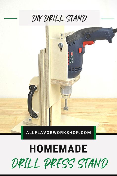 Diy Drill Press Stand, Drill Press Stand Plans, Drill Guide Diy, Drill Press Diy, Diy Drill Press, Homemade Drill Press, Shop Hacks, Table Drill, Drill Press Stand