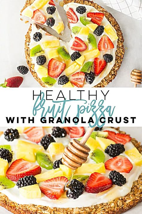 Granola Crust, Healthy Fruit Pizza, Fruit Topping, Pizza Vegana, Healthy Fruit Desserts, Fruit Recipes Healthy, Fruit Pizza Recipe, Gluten Free Crust, Healthy Summer Desserts