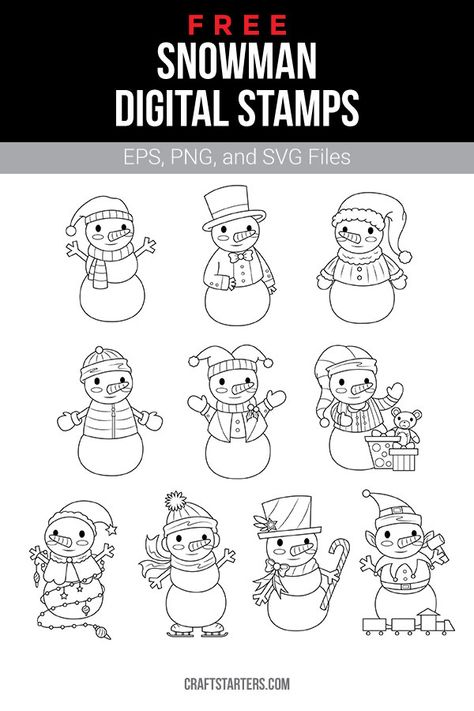 Snowman Silhouette Free Printable, Snowman Tattoo Simple, Digi Stamps Free Printables, Snowman Tattoo, Digital Stamps Christmas, Digi Stamps Free, Digital Stamps Free, Black And White Clip Art, Butterfly Template