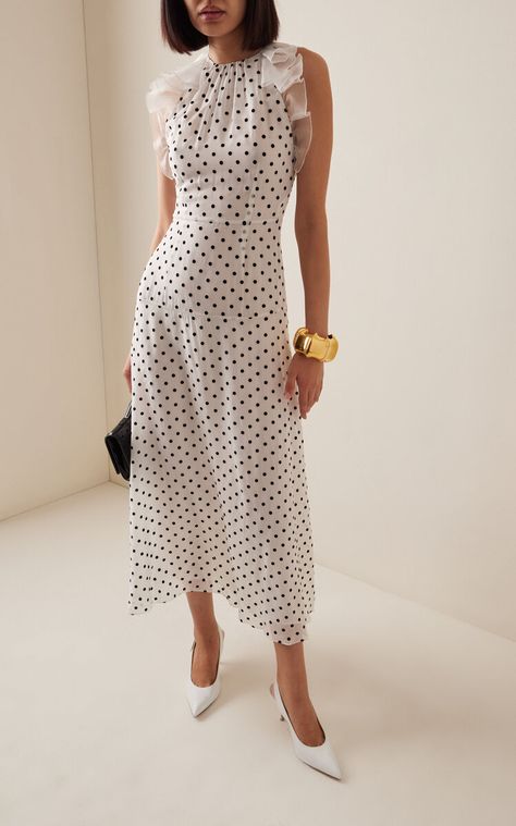 Silk Polka Dot Dress, Dr Interview Outfits, Fame Dr Interview, Alessandra Rich Dresses, Vestidos Sport, La Living, Dresses Flowers, Cocktail Wear, Alessandra Rich