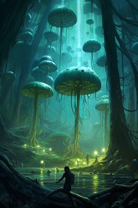 Dnd Landscape Concept Art, Other Worldly Art, Fantasy World Ideas, Another World Art, Portal To Another World, Dragon Wall Art, Fairy World, Jungle Forest, Dragon Wall