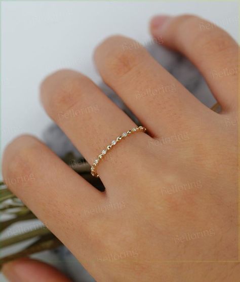 Beaded Wedding Band With Engagement Ring, Minimalist Gold Wedding Band, Plain Gold Wedding Bands, Dainty Gold Band, Dainty Diamond Band, Dainty Wedding Band, Gold Wedding Bands Women, Vintage Diamond Wedding Bands, Future Engagement Rings