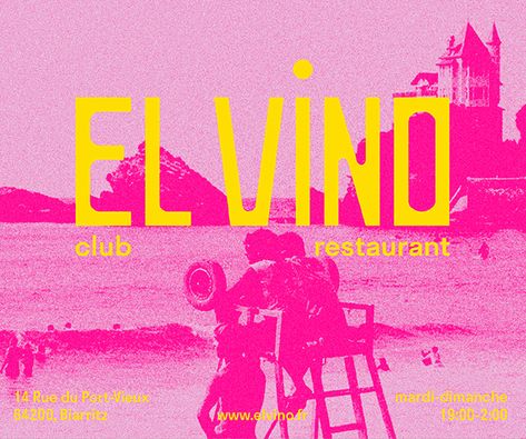 Brand Identity for El Vino, a beach club restaurant located in Biarritz Beach Club Illustration, Beach Club Branding, Miami Branding, Club Restaurant, Graphic Design Adobe, Adobe Indesign, Photoshop Illustrator, Photoshop Adobe, Freelancing Jobs