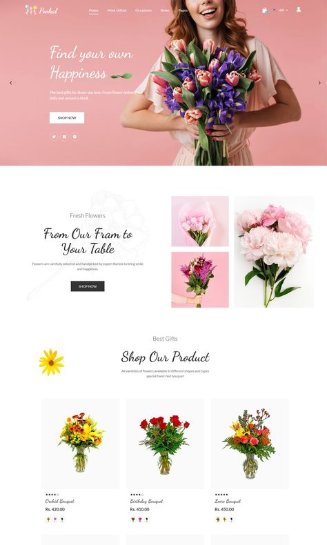 Flower Shop and Florist Shopify Theme Banner Flower Design, Gift Shop Website Design, Gift Website Design, Flower Shop Website Design, Floral Website Design, Flower Website Design, Flower Banner Design, Flower Ads, Florist Website Design