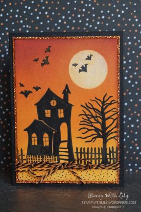 Carte Maison Hantée avec le set de tampons Halloween Scares de Stampin'Up! Stampin Up Halloween Scares Cards, Carte Halloween Costume, Stampin Up Spooky Cat Halloween Cards, Haunted House Cards, Lawn Fawn Spooky Village Cards, Boo Gift, Halloween Paper Crafts, Halloween Classroom, Handcrafted Cards