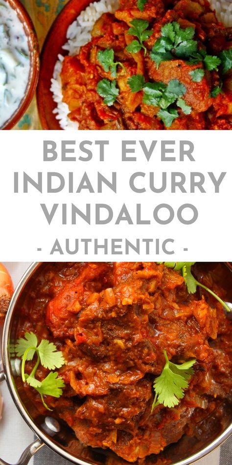 Indian Chicken Vindaloo, Hot Curry Recipes, Best Indian Curry Recipe, Pork Curry Recipes Slow Cooker, Lamb Vindaloo Recipe Indian, Indian Pork Curry, Curry Dishes Indian, Chicken Vindaloo Authentic, Thai Pork Curry Recipes