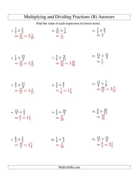 The Multiplying and Dividing Fractions (B) math worksheet page 2 Montessori, Math Revision, Fractions Worksheets Grade 4, Dividing Fractions Worksheets, Multiplying Fractions Worksheets, Multiply Fractions, Multiplying And Dividing Fractions, Culinary Basics, 8th Grade Math Worksheets