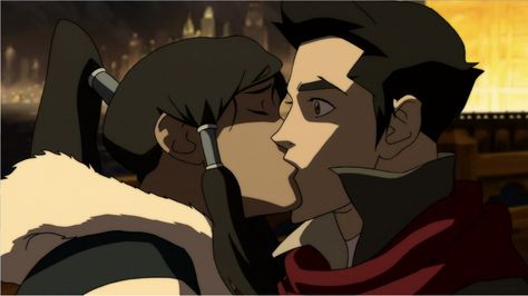 Korra surprised Mako with a kiss on the lips from The Legend of Korra Mako Legend Of Korra, Surprise Kiss, Avatar Korra, Korra Avatar, Sketchbook Cover, Team Avatar, Avatar Aang, Guided Writing, Legend Of Korra