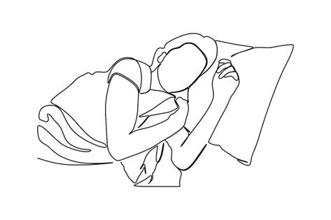 Sleeping On Bed Drawing, Person Sleeping Drawing, Sleeping Drawing, Continuous Line Drawing, Sleeping In Bed, Eyes Closed, Continuous Line, Take A Nap, Go To Sleep