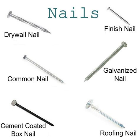 Roofing Nails, Different Types Of Nails, Woodworking Tools Storage, Building Projects, Nails And Screws, Screws And Bolts, Garage Tools, Diy Home Repair, Home Repairs