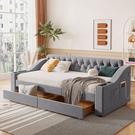 Bed Head Design, Day Bed Frame, Daybed With Drawers, Tidy Bedroom, Sofa Bed Frame, Daybed With Storage, Upholstered Daybed, Daybed With Trundle, Day Bed