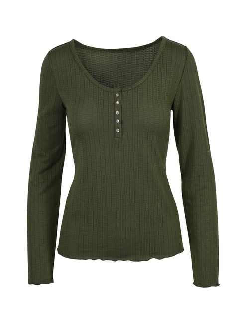 Product Description Henley Top Product Details 70% Polyester, 25% Viscose, 5% Spandex Machine Washable Standard length Scoop neckline Imported Size 16 Women Outfits, Dark Academia Clothes, Academia Clothes, Bronze Green, Size 16 Women, Henley Top, Ribbed Knit Sweater, Green Tops, Henley Shirts