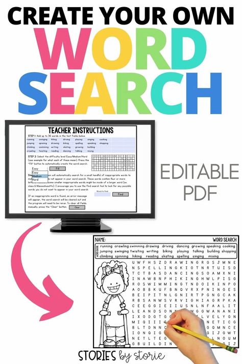 This word search maker allows you to create a variety of puzzles for your own list of words. Enter your list of words, select the difficulty level, and choose a clipart image to create your puzzle and answer key. Create Your Own Word Search, Sight Word Puzzles, Create Your Own Puzzle, Puzzle Maker, List Of Words, Sight Words Kindergarten, Word Search Puzzles, Writing Crafts, Book Companion