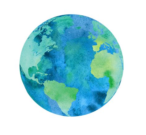 Painted Earth, Earth Globe, Watercolor Artwork, The Earth, Watercolor Painting, Stock Illustration, Globe, Stock Images, Hand Painted