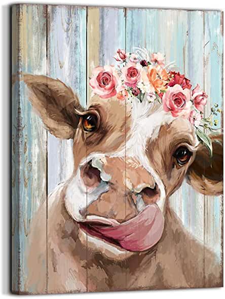 Cow Wall Decor, Retro Painting, Cow Wall Art, Rustic Bedroom Decor, Cow Decor, Country Wall Decor, Cow Pictures, Cow Canvas, Hur Man Målar