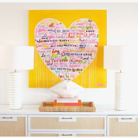 Choose art that makes you feel LOVE, nothing else needs to make sense. XO, KR 💛 Ft: ‘Love Is All You Need’ Kerri Rosenthal, Frame Molding, Plexi Glass, Beatles Songs, Big Art, Print Frame, Artist Style, Heart Art, Feeling Loved