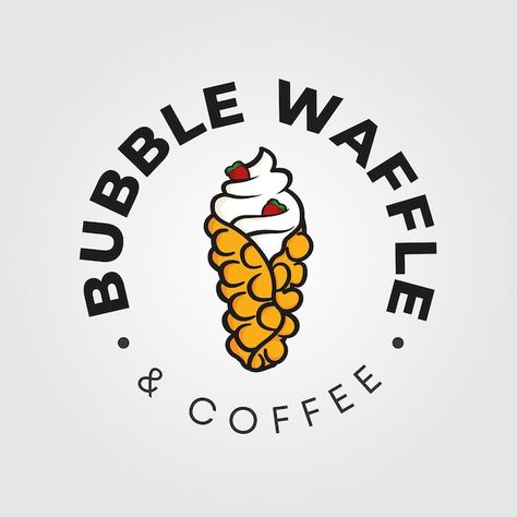 Bubble Waffle Logo, Waffle Logo Design, Waffles Logo, Snack Box Packaging, Logo For Cafe, Waffle Logo, Sewing Business Logo, Food Company Logo, Waffle Shop